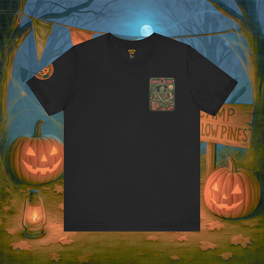 Ghoul Scout Halloween Shirt – Vintage Horror Graphic Tee with Arm Design | Spooky Season Costume T-Shirt | Funny Halloween Party Gift, Retro Shirt for Men & Women