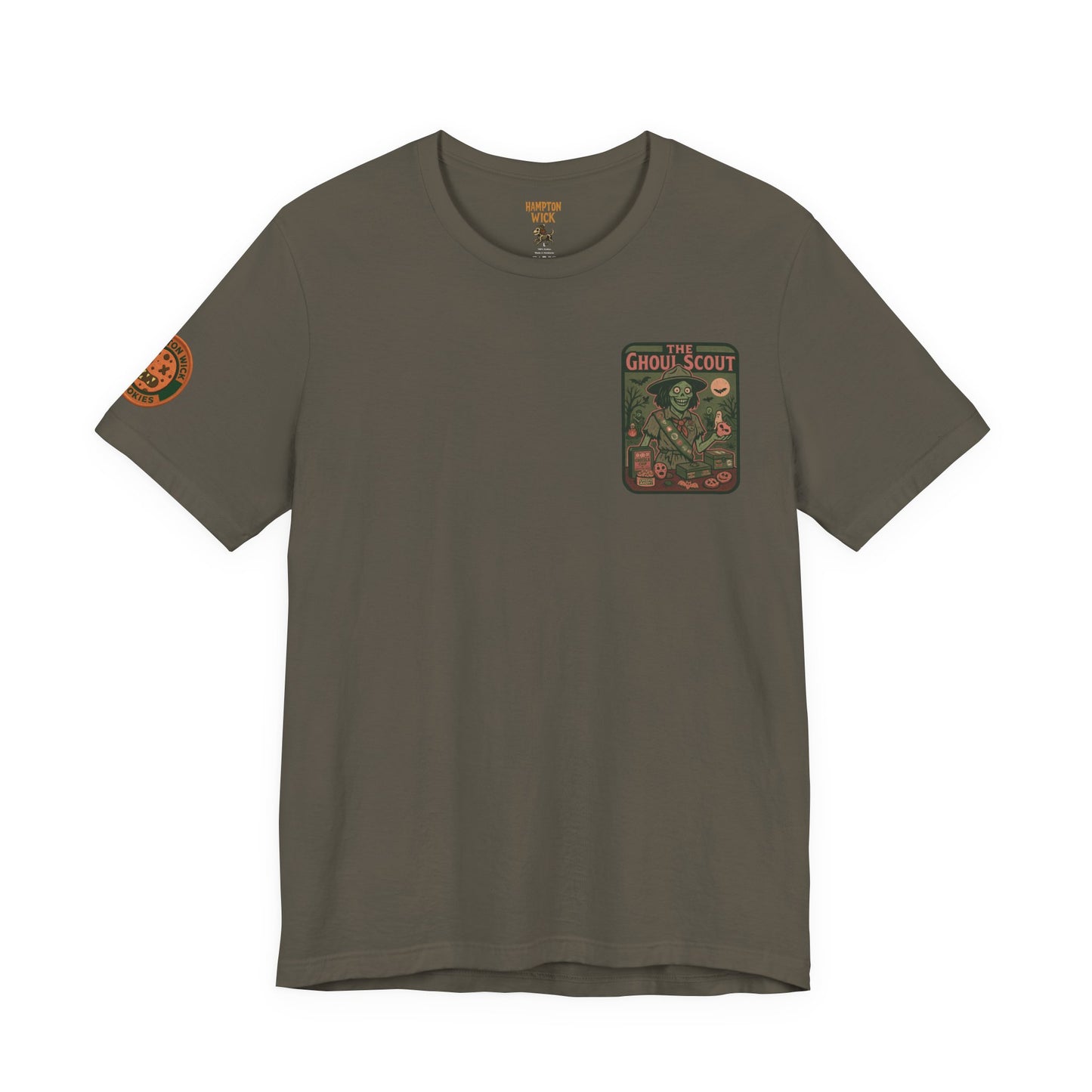Ghoul Scout Halloween Shirt – Vintage Horror Graphic Tee with Arm Design | Spooky Season Costume T-Shirt | Funny Halloween Party Gift, Retro Shirt for Men & Women