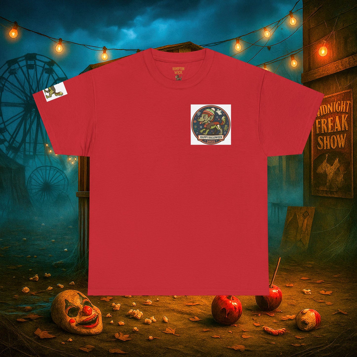 Happy Halloween 2025 T-Shirt – Vintage Horror Dog & Monster Design | Halloween Costume Party Shirt with Arm Design | Spooky Season Tee