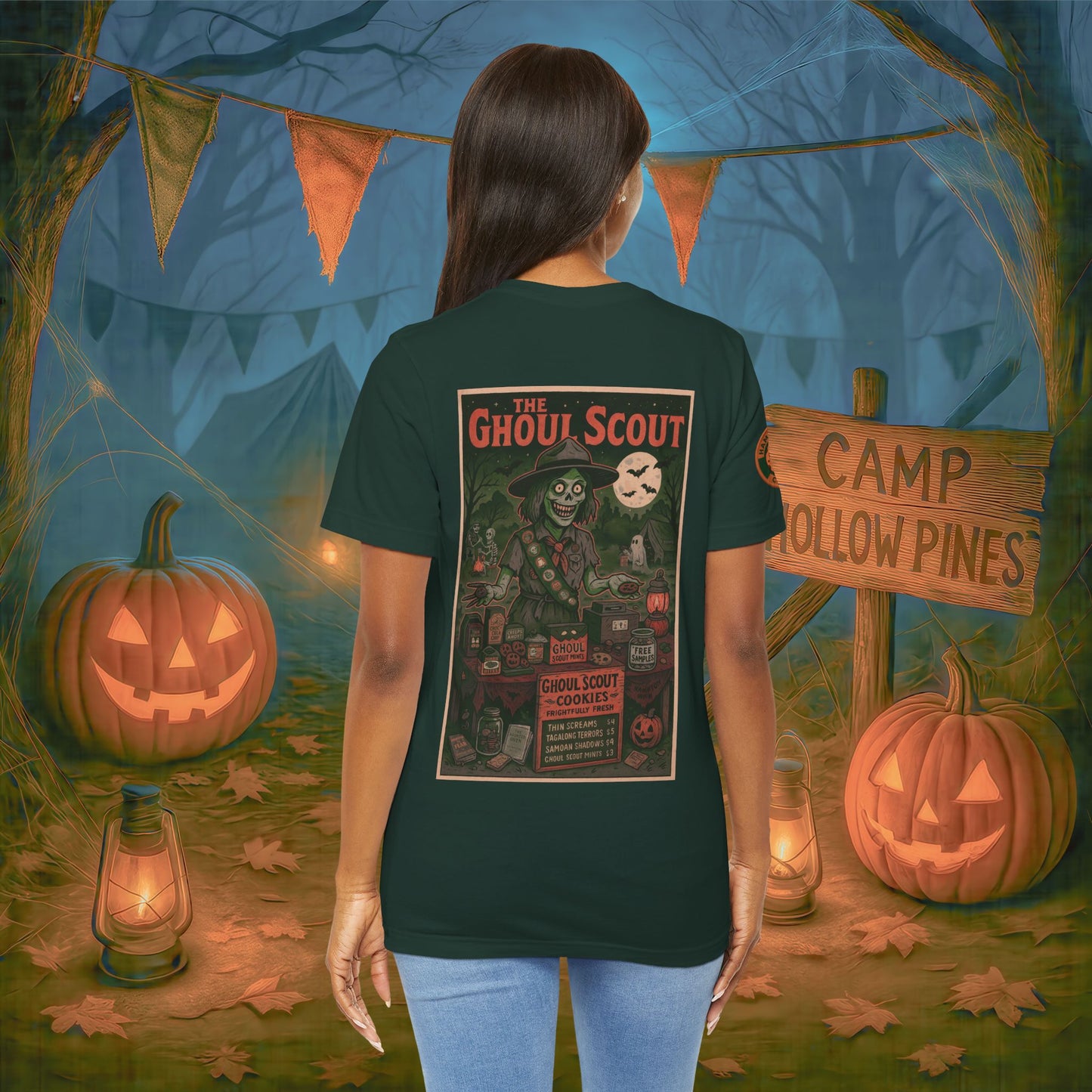 Ghoul Scout Halloween Shirt – Vintage Horror Graphic Tee with Arm Design | Spooky Season Costume T-Shirt | Funny Halloween Party Gift, Retro Shirt for Men & Women