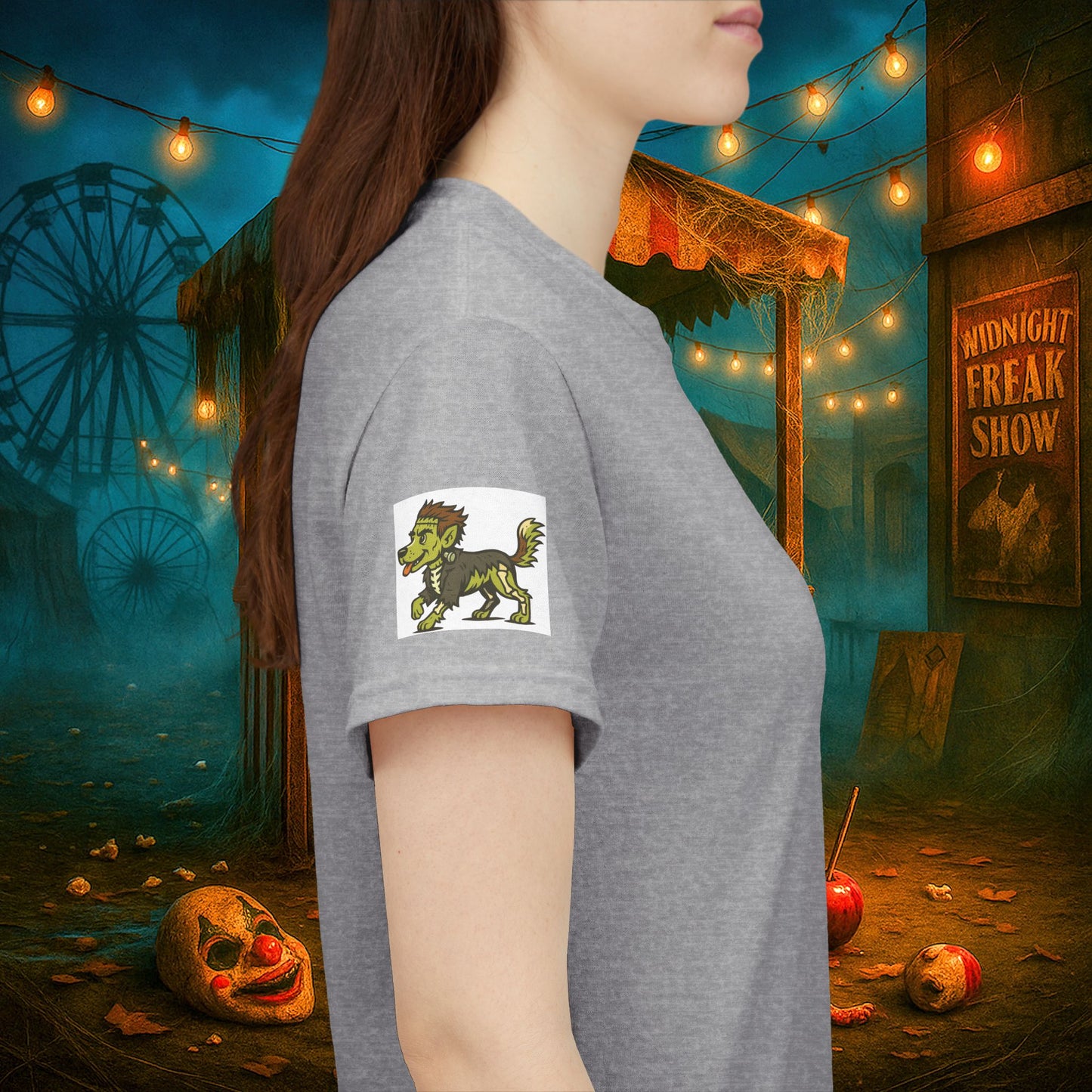 Happy Halloween 2025 T-Shirt – Vintage Horror Dog & Monster Design | Halloween Costume Party Shirt with Arm Design | Spooky Season Tee