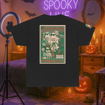 Ghost Influencer SpookTok Star Halloween T-Shirt with Arm Design | Funny Ghost Shirt for Halloween Costume & Party | Spooky Season Tee