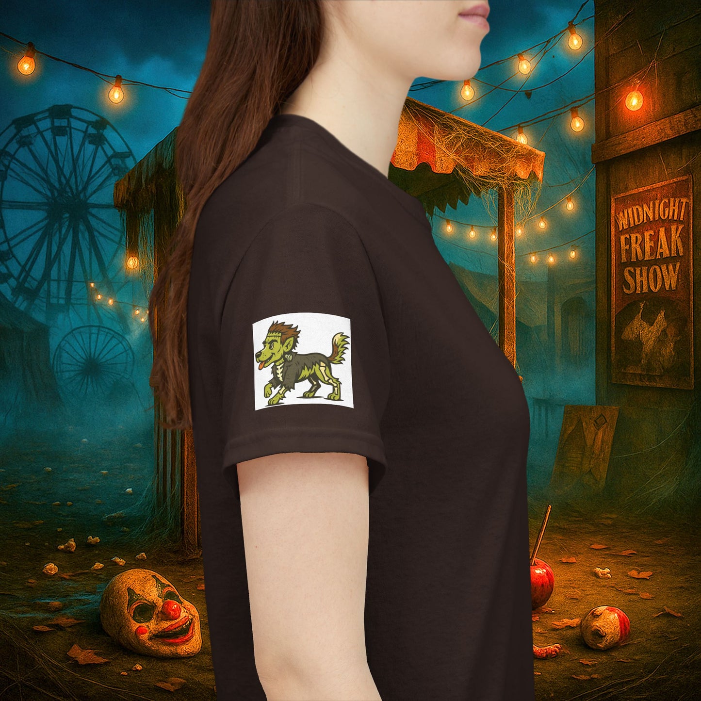 Happy Halloween 2025 T-Shirt – Vintage Horror Dog & Monster Design | Halloween Costume Party Shirt with Arm Design | Spooky Season Tee