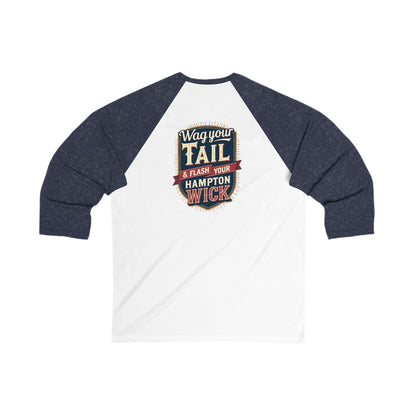 Hampton Wick Baseball Tee, Funny Graphic Shirt, Unisex 3/4 Sleeve, Perfect for Dog Lovers, Casual Wear, Gift for Pet Owners