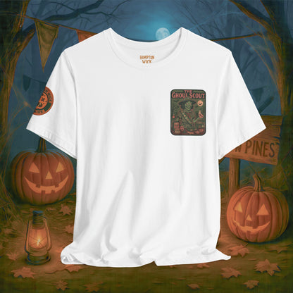 Ghoul Scout Halloween Shirt – Vintage Horror Graphic Tee with Arm Design | Spooky Season Costume T-Shirt | Funny Halloween Party Gift, Retro Shirt for Men & Women