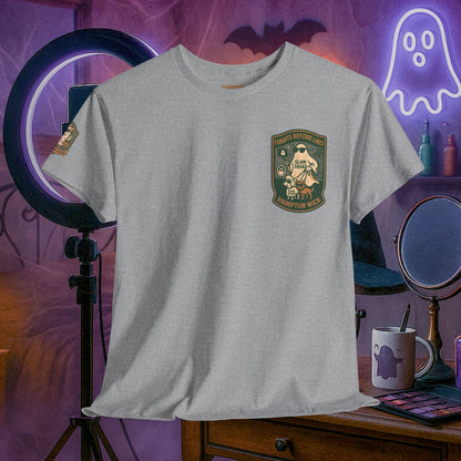 Ghost Influencer SpookTok Star Halloween T-Shirt with Arm Design | Funny Ghost Shirt for Halloween Costume & Party | Spooky Season Tee