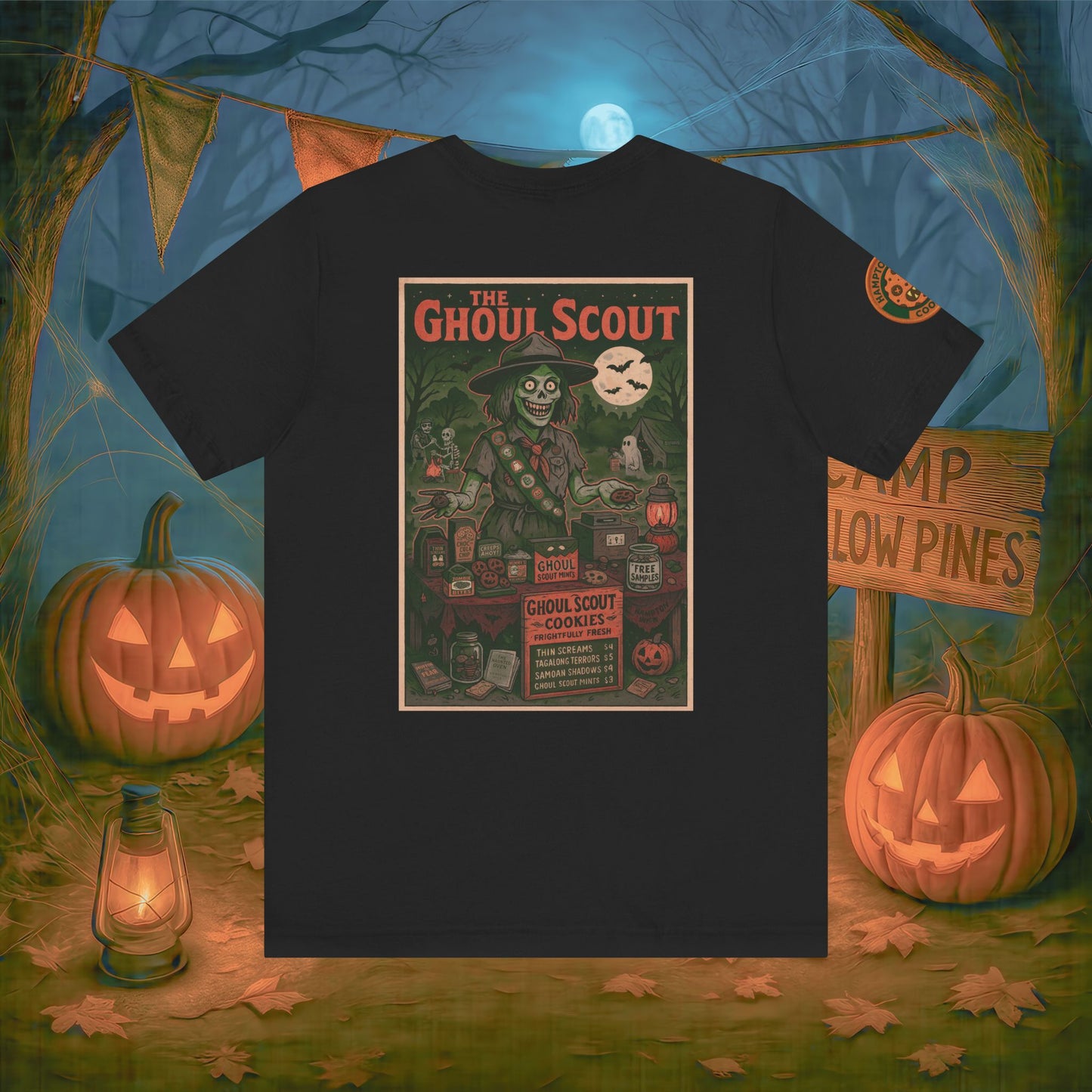Ghoul Scout Halloween Shirt – Vintage Horror Graphic Tee with Arm Design | Spooky Season Costume T-Shirt | Funny Halloween Party Gift, Retro Shirt for Men & Women