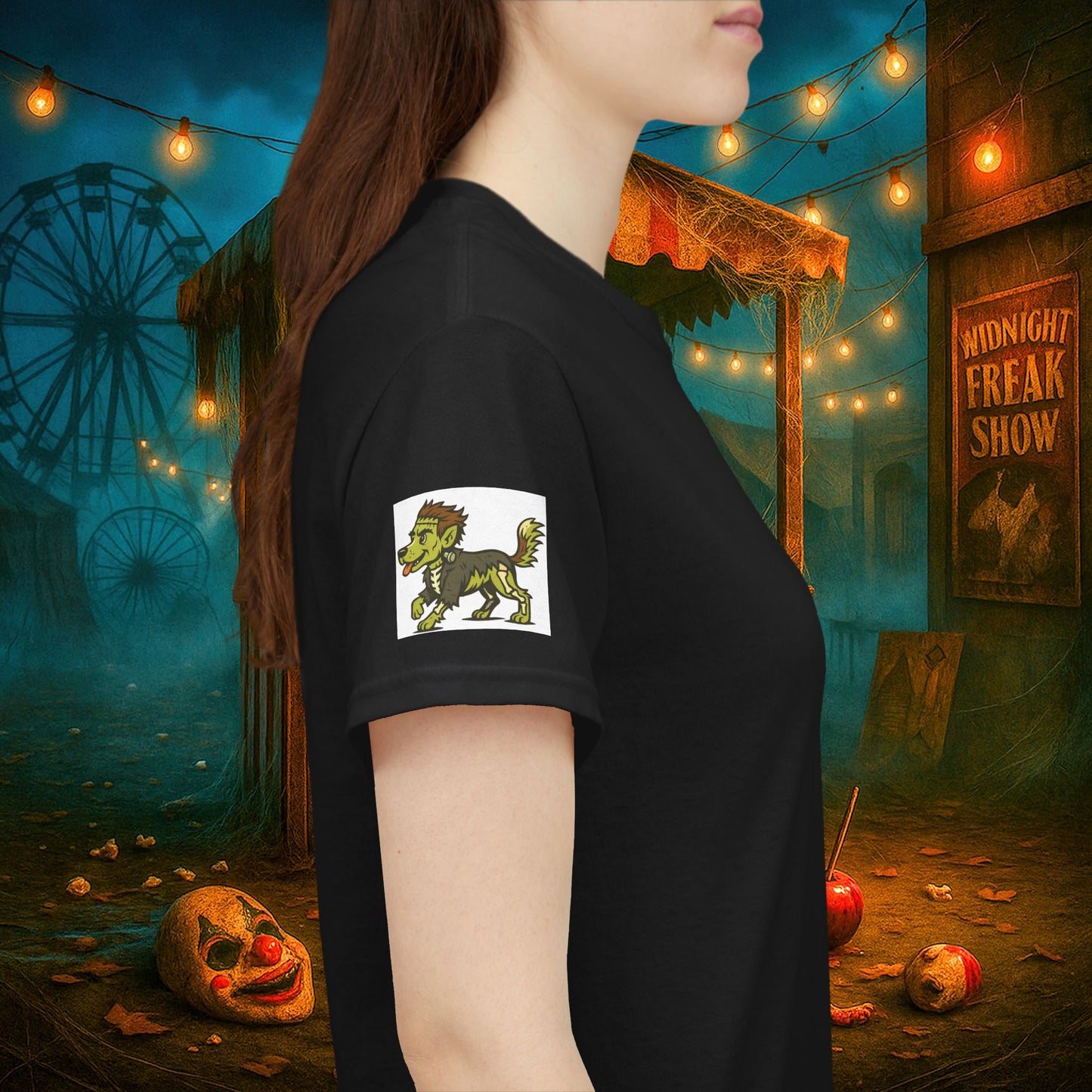 Happy Halloween 2025 T-Shirt – Vintage Horror Dog & Monster Design | Halloween Costume Party Shirt with Arm Design | Spooky Season Tee