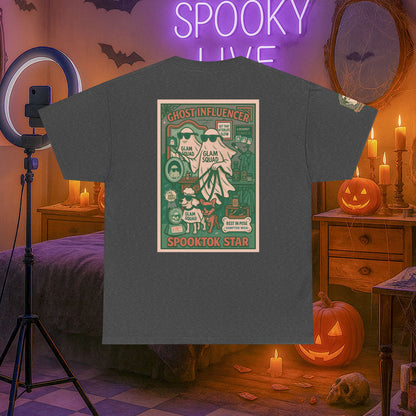Ghost Influencer SpookTok Star Halloween T-Shirt with Arm Design | Funny Ghost Shirt for Halloween Costume & Party | Spooky Season Tee