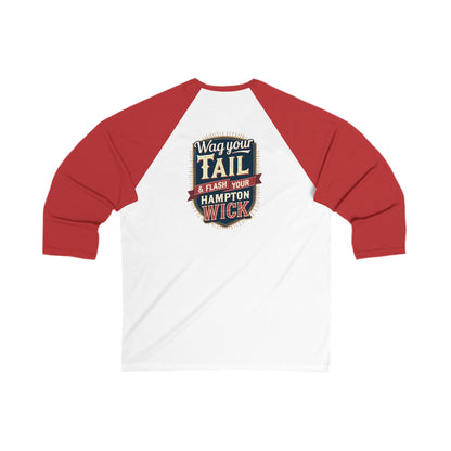 Hampton Wick Baseball Tee, Funny Graphic Shirt, Unisex 3/4 Sleeve, Perfect for Dog Lovers, Casual Wear, Gift for Pet Owners
