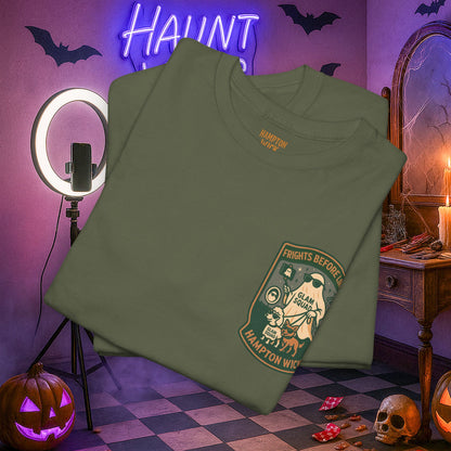 Ghost Influencer SpookTok Star Halloween T-Shirt with Arm Design | Funny Ghost Shirt for Halloween Costume & Party | Spooky Season Tee