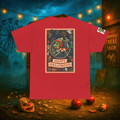 Happy Halloween 2025 T-Shirt – Vintage Horror Dog & Monster Design | Halloween Costume Party Shirt with Arm Design | Spooky Season Tee