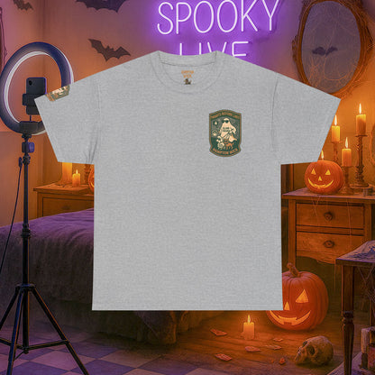 Ghost Influencer SpookTok Star Halloween T-Shirt with Arm Design | Funny Ghost Shirt for Halloween Costume & Party | Spooky Season Tee