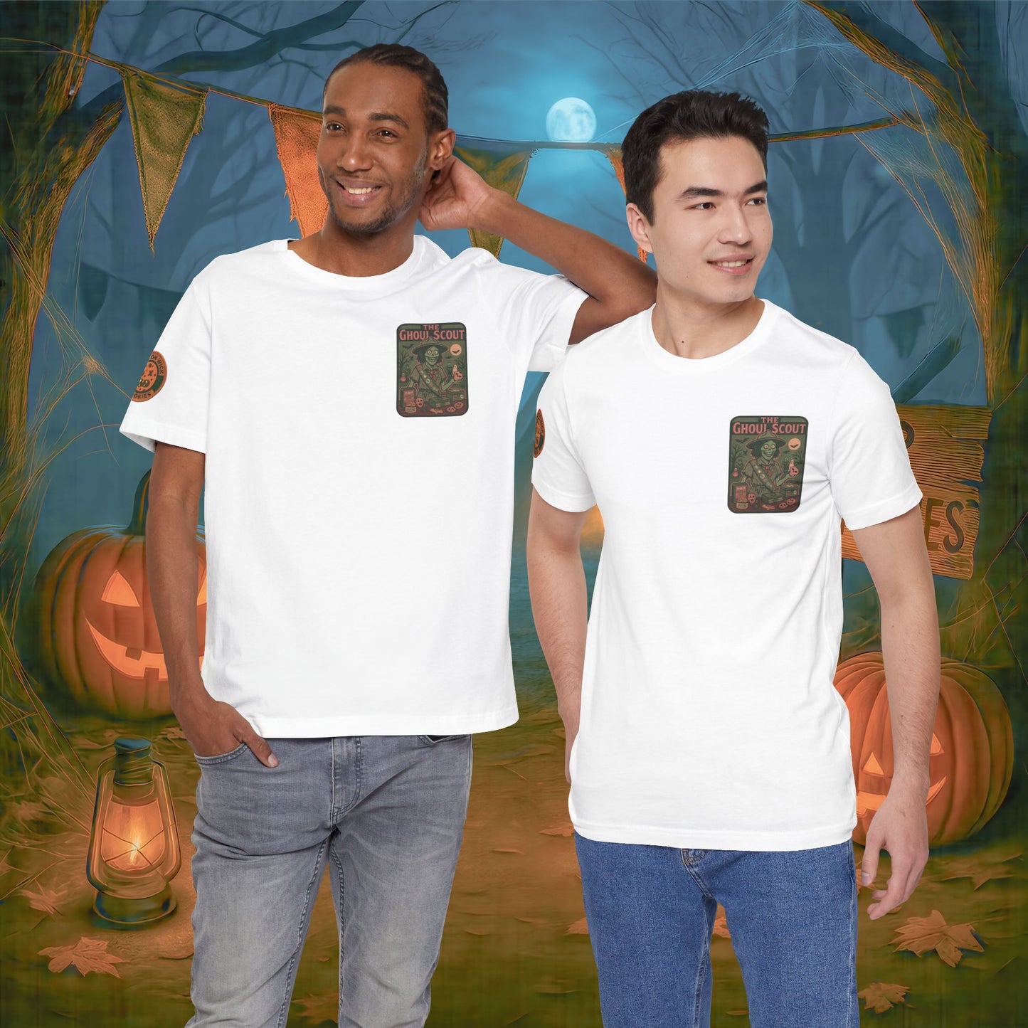 Ghoul Scout Halloween Shirt – Vintage Horror Graphic Tee with Arm Design | Spooky Season Costume T-Shirt | Funny Halloween Party Gift, Retro Shirt for Men & Women