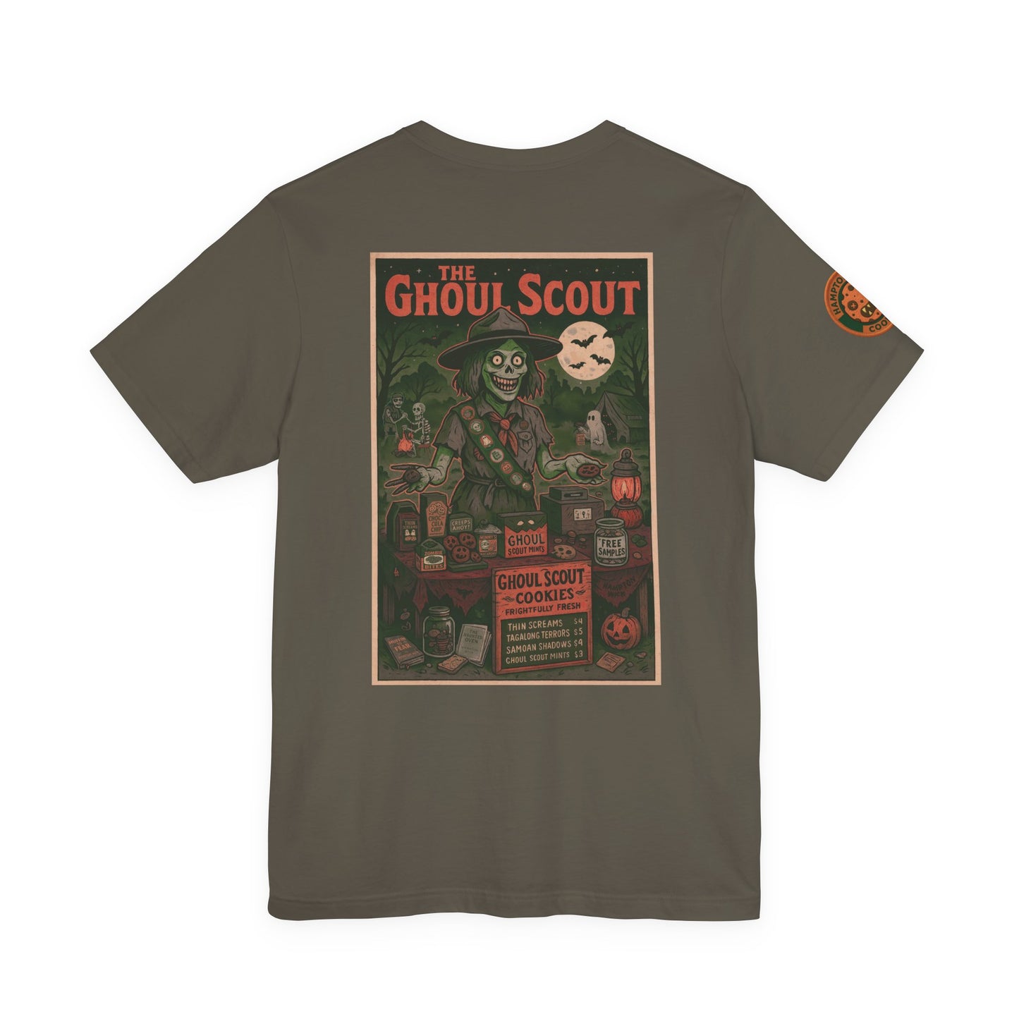 Ghoul Scout Halloween Shirt – Vintage Horror Graphic Tee with Arm Design | Spooky Season Costume T-Shirt | Funny Halloween Party Gift, Retro Shirt for Men & Women