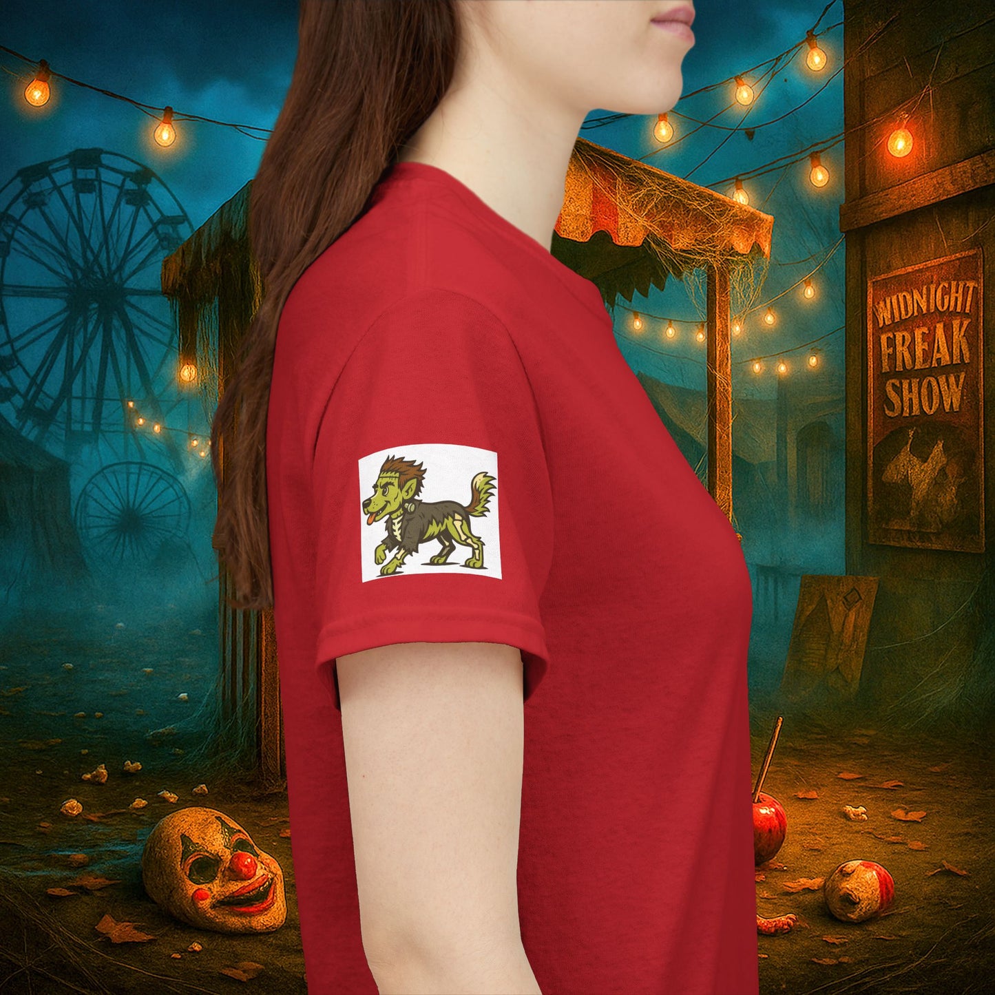 Happy Halloween 2025 T-Shirt – Vintage Horror Dog & Monster Design | Halloween Costume Party Shirt with Arm Design | Spooky Season Tee