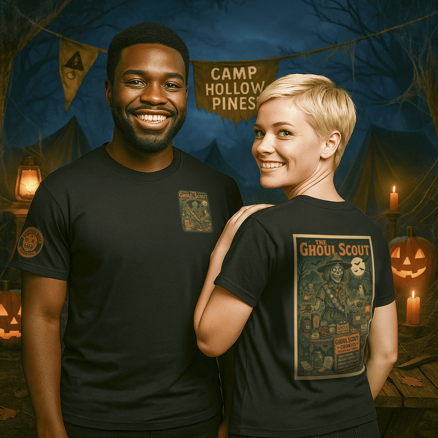 Ghoul Scout Halloween Shirt – Vintage Horror Graphic Tee with Arm Design | Spooky Season Costume T-Shirt | Funny Halloween Party Gift, Retro Shirt for Men & Women