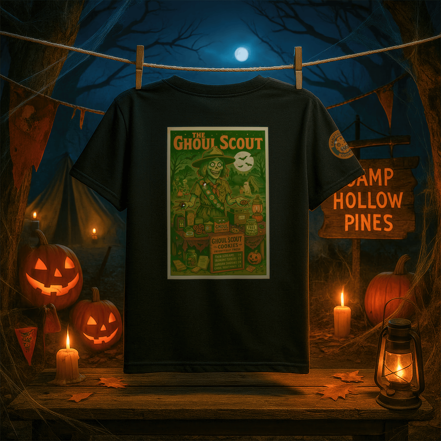 Ghoul Scout Halloween Shirt – Vintage Horror Graphic Tee with Arm Design | Spooky Season Costume T-Shirt | Funny Halloween Party Gift, Retro Shirt for Men & Women