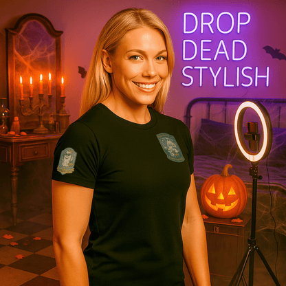 Ghost Influencer SpookTok Star Halloween T-Shirt with Arm Design | Funny Ghost Shirt for Halloween Costume & Party | Spooky Season Tee