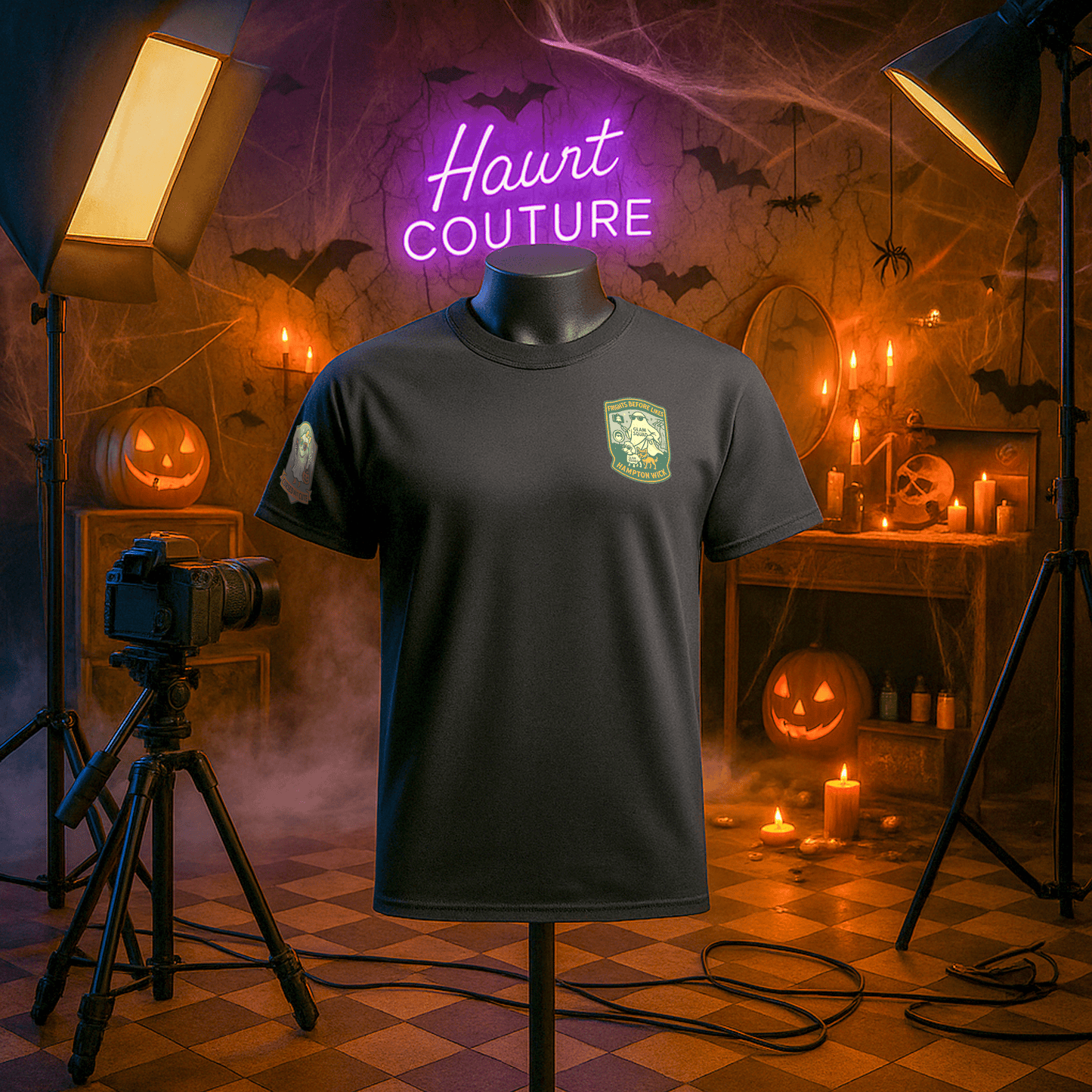 Ghost Influencer SpookTok Star Halloween T-Shirt with Arm Design | Funny Ghost Shirt for Halloween Costume & Party | Spooky Season Tee