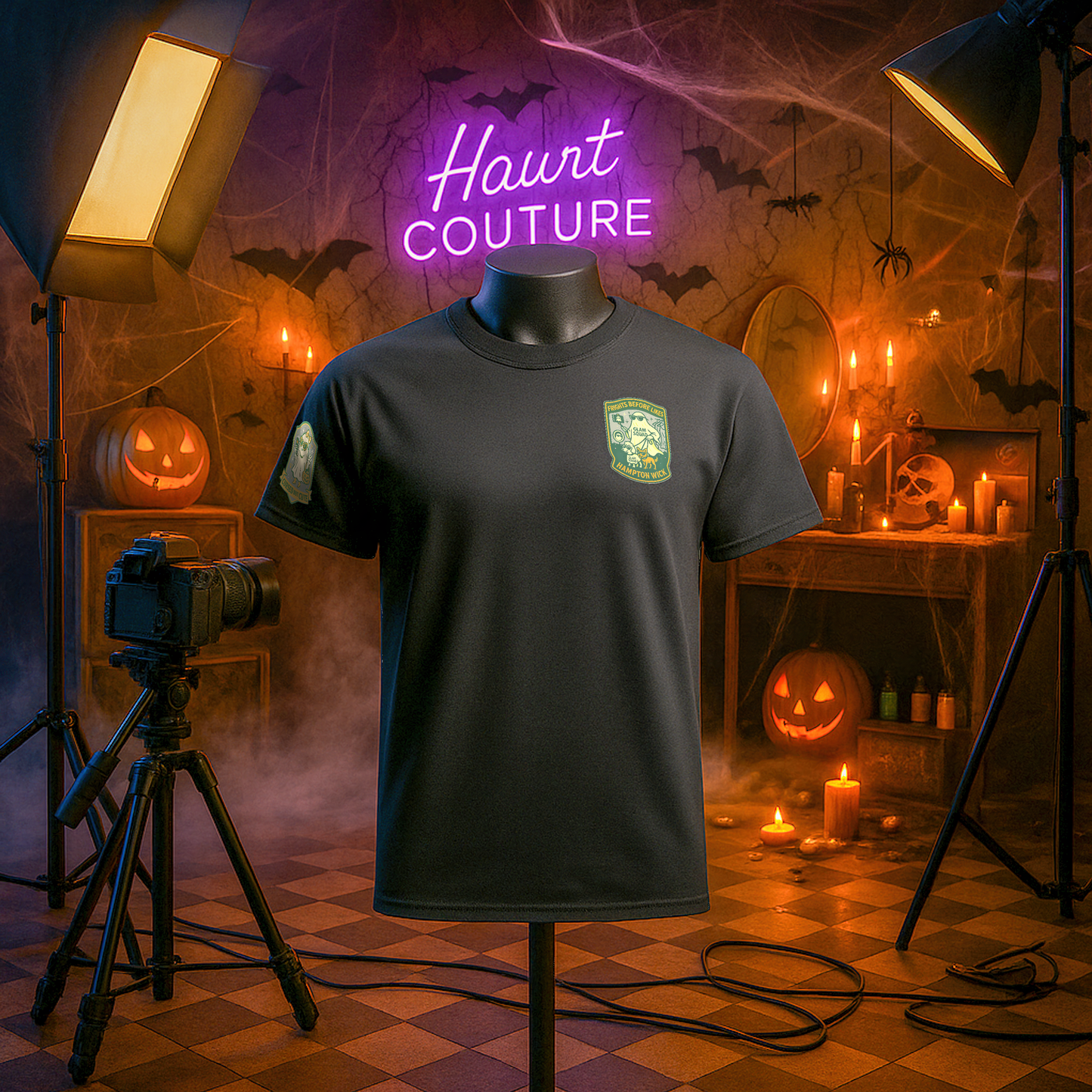 Ghost Influencer SpookTok Star Halloween T-Shirt with Arm Design | Funny Ghost Shirt for Halloween Costume & Party | Spooky Season Tee