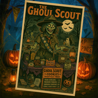 Ghoul Scout Halloween Shirt – Vintage Horror Graphic Tee with Arm Design | Spooky Season Costume T-Shirt | Funny Halloween Party Gift, Retro Shirt for Men & Women
