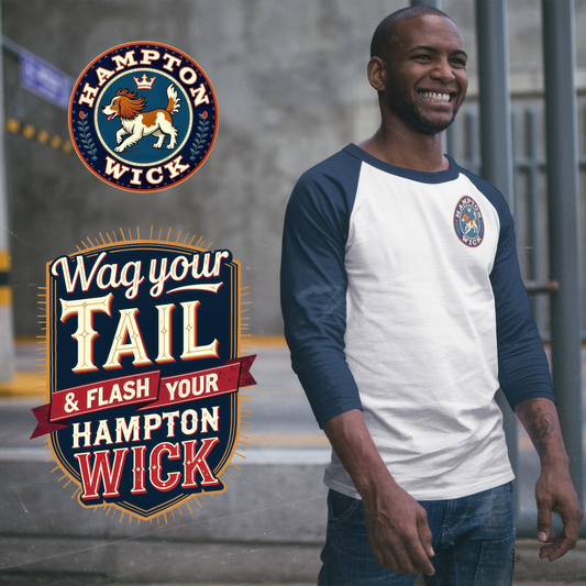 Hampton Wick Baseball Tee, Funny Graphic Shirt, Unisex 3/4 Sleeve, Perfect for Dog Lovers, Casual Wear, Gift for Pet Owners