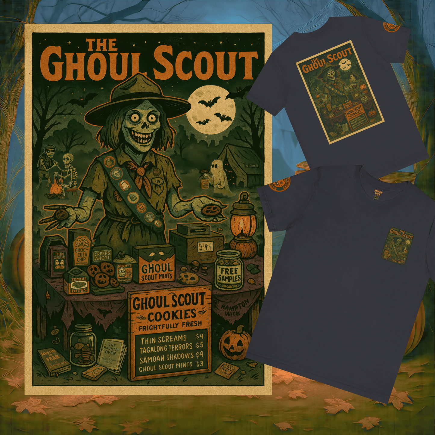 Ghoul Scout Halloween Shirt – Vintage Horror Graphic Tee with Arm Design | Spooky Season Costume T-Shirt | Funny Halloween Party Gift, Retro Shirt for Men & Women