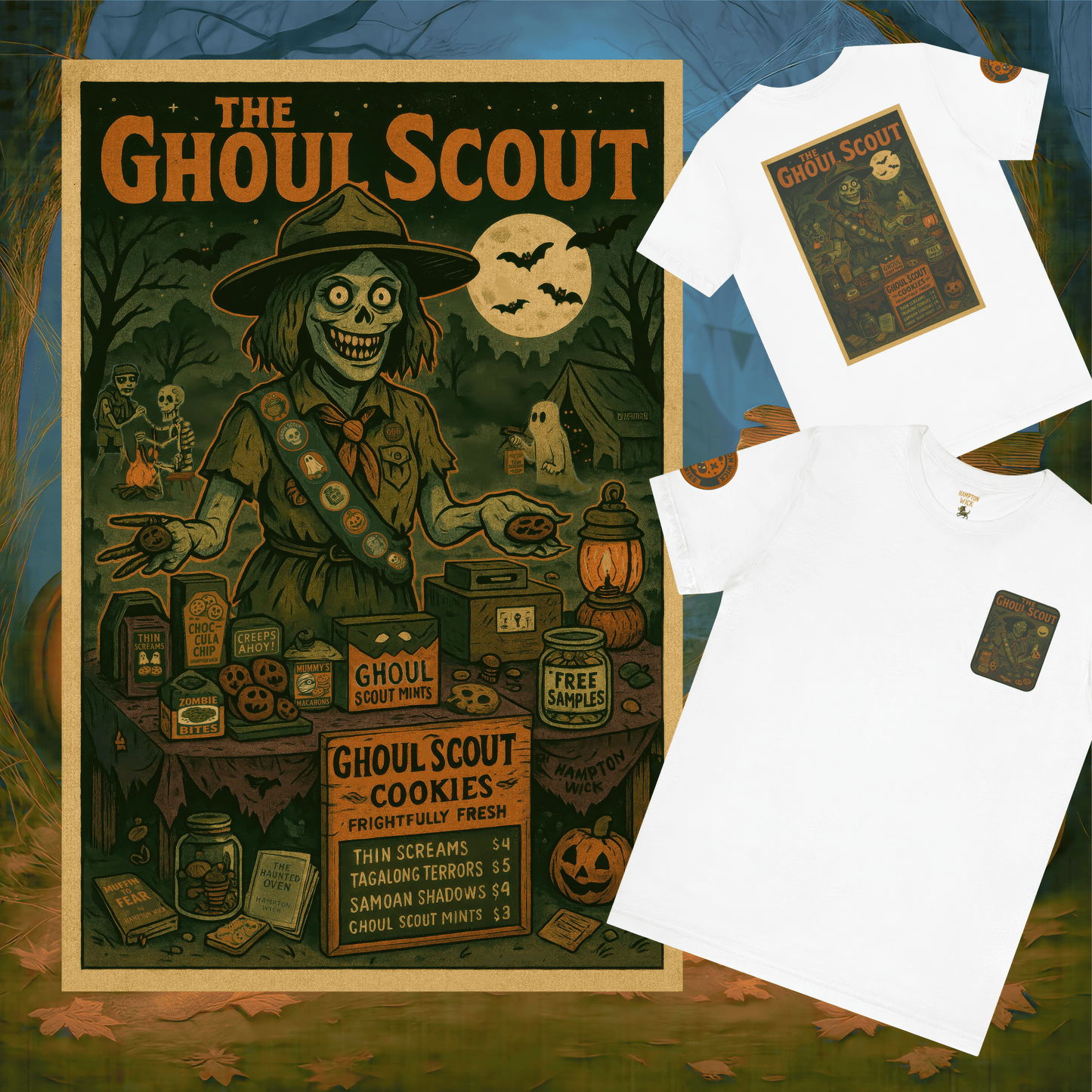 Ghoul Scout Halloween Shirt – Vintage Horror Graphic Tee with Arm Design | Spooky Season Costume T-Shirt | Funny Halloween Party Gift, Retro Shirt for Men & Women