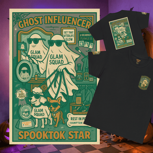 Ghost Influencer SpookTok Star Halloween T-Shirt with Arm Design | Funny Ghost Shirt for Halloween Costume & Party | Spooky Season Tee
