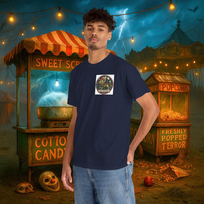 Happy Halloween 2025 T-Shirt – Vintage Horror Dog & Monster Design | Halloween Costume Party Shirt with Arm Design | Spooky Season Tee