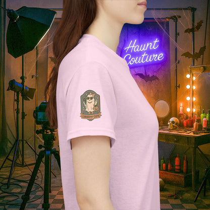 Ghost Influencer SpookTok Star Halloween T-Shirt with Arm Design | Funny Ghost Shirt for Halloween Costume & Party | Spooky Season Tee