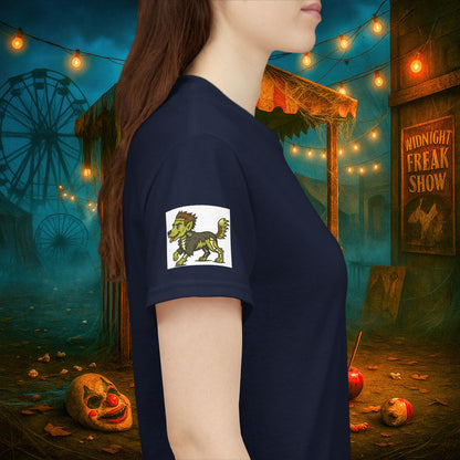 Happy Halloween 2025 T-Shirt – Vintage Horror Dog & Monster Design | Halloween Costume Party Shirt with Arm Design | Spooky Season Tee