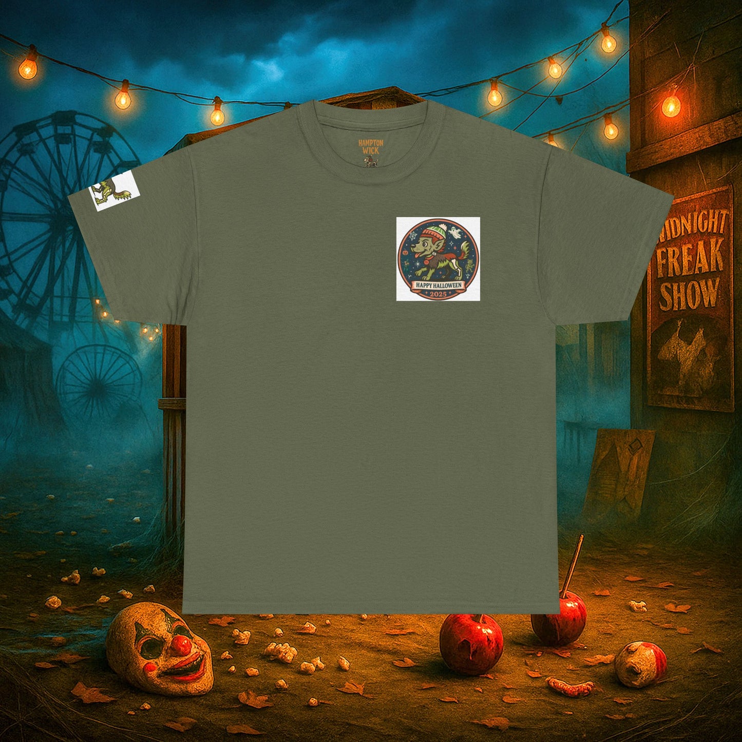 Happy Halloween 2025 T-Shirt – Vintage Horror Dog & Monster Design | Halloween Costume Party Shirt with Arm Design | Spooky Season Tee