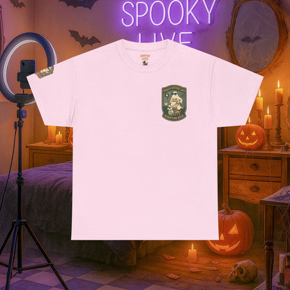 Ghost Influencer SpookTok Star Halloween T-Shirt with Arm Design | Funny Ghost Shirt for Halloween Costume & Party | Spooky Season Tee