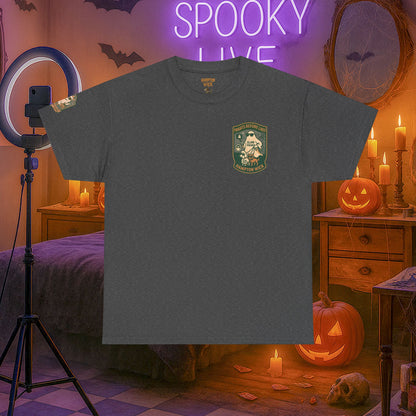 Ghost Influencer SpookTok Star Halloween T-Shirt with Arm Design | Funny Ghost Shirt for Halloween Costume & Party | Spooky Season Tee