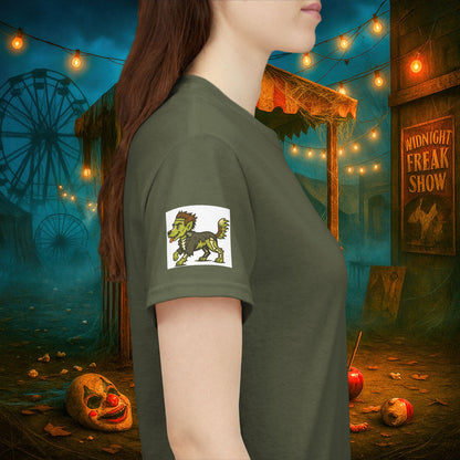 Happy Halloween 2025 T-Shirt – Vintage Horror Dog & Monster Design | Halloween Costume Party Shirt with Arm Design | Spooky Season Tee