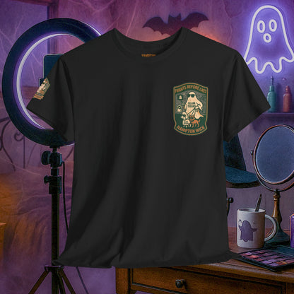 Ghost Influencer SpookTok Star Halloween T-Shirt with Arm Design | Funny Ghost Shirt for Halloween Costume & Party | Spooky Season Tee