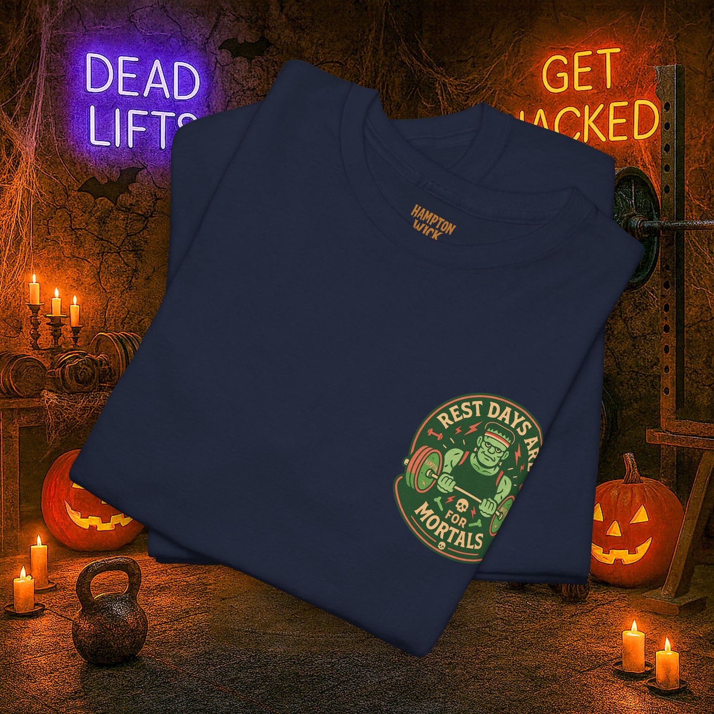 “You Don’t Need Brains Just Gains” Halloween Shirt – Frankenstein & Skeleton Gym Graphic Tee with Arm Design | Funny Spooky Season Costume T-Shirt