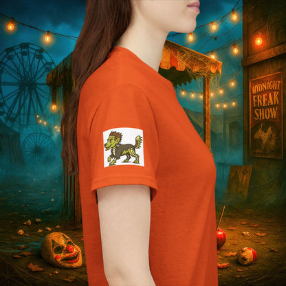 Happy Halloween 2025 T-Shirt – Vintage Horror Dog & Monster Design | Halloween Costume Party Shirt with Arm Design | Spooky Season Tee